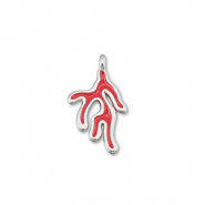 Breloques en métal DQ corail Rouge-Argenté antique (sans nickel)