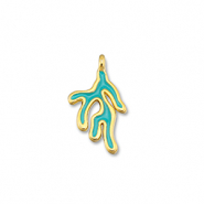 Breloques en métal DQ corail Bleu turquoise-Doré (sans nickel)