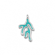 Breloques en métal DQ corail Bleu turquoise-Argenté antique (sans nickel)