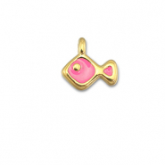 Breloques en métal DQ poisson Rosa magenta-Doré (sans nickel)