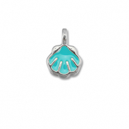 Breloques en métal DQ coquille Bleu turquoise-Argenté antique (sans nickel)