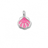Breloques en métal DQ coquille Rosa magenta-Argenté antique (sans nickel)