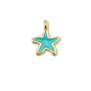 Breloques en métal DQ étoile de mer Bleu turquoise-Doré (sans nickel)