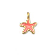 Breloques en métal DQ étoile de mer Rouge corail-Doré (sans nickel)