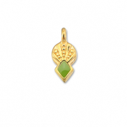 Breloques en métal DQ rhombe Vert clair-Doré (sans nickel)