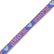 BY31® Ruban texte "Amour" Bleu lavande-rose-blue clair-doré