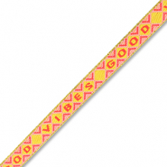 BY31® Ruban texte "Good vibes" Jaune-rose clair-rouge corail-doré