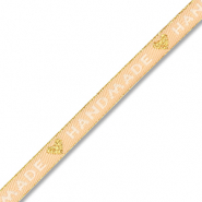 BY31® Ruban texte "Handmade" Marron beige-blanc-doré