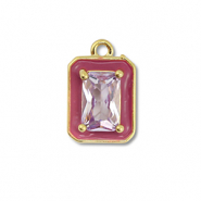 Métal TQ laiton breloques rectangle Doré-violet