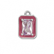 Métal TQ laiton breloques rectangle Argenté-violet