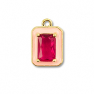 Métal TQ laiton breloques rectangle Doré-rose crème-rouge vin de baies
