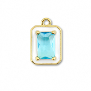 Métal TQ laiton breloques rectangle Doré-blanc-bleu clair