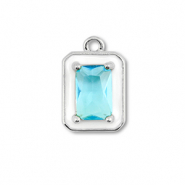 Métal TQ laiton breloques rectangle Argenté-blanc-bleu clair