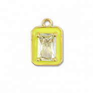 Métal TQ laiton breloques rectangle Doré-jaune néon-jaune clair
