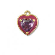 Métal TQ laiton breloques coeur Doré-violet