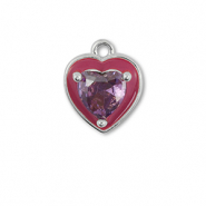 Métal TQ laiton breloques coeur Argenté-violet