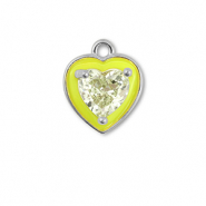 Métal TQ laiton breloques coeur Argenté-jaune néon-jaune clair