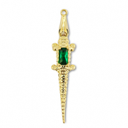 Métal TQ laiton breloques crocodile Doré-vert fonce