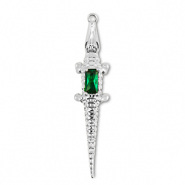 Métal TQ laiton breloques crocodile Argenté-vert fonce