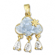 Breloques en laiton Eco-brass® zirconium nuage Doré-gris clair