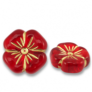 Perles acryliques fleur Rouge-doré