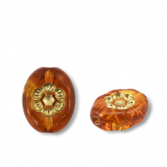 Perles acryliques ovale avec fleur Marron cognac-doré