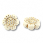 Perles acryliques fleur Blanc cassé-doré