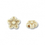 Perles acryliques fleur Blanc cassé-doré