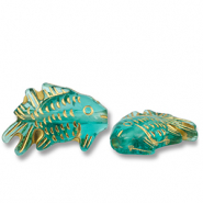 Perles acryliques poisson Vert sarcelle-doré