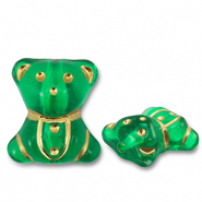 Perles acryliques ourson Vert-doré
