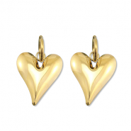 Boucles d'oreilles en acier Inox c&oelig;ur Dor&eacute;