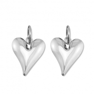 Boucles d'oreilles en acier Inox c&oelig;ur Argent&eacute;