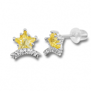 M&eacute;tal TQ laiton boucles d'oreilles / puces d&rsquo;oreilles &eacute;toile sh&eacute;rif Argent&eacute;-jaune
