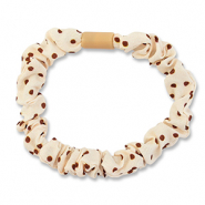 Elastique pour cheveux chouchou pois Blanc cassé-marron