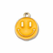 Breloques en métal émaillée souriant Doré-orange clair