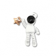 Breloques en métal émaillée astronaute Doré-blanc-noir
