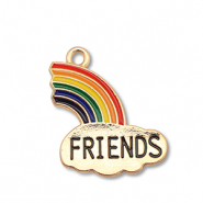 Breloques en métal émaillée arc-en-ciel " friends" Doré-multicolore