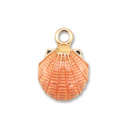 Breloques en métal émaillée coquille Doré-rose pêche