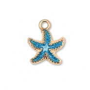 Breloques en métal émaillée étoile de mer Doré-bleu