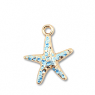Breloques en métal émaillée étoile de mer Doré-bleu clair