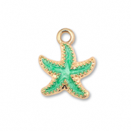 Breloques en métal émaillée étoile de mer Doré-vert océan