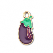Breloques en métal émaillée aubergine Doré-violet foncé-vert