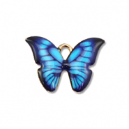 Breloques en métal émaillée papillon Doré-bleu-noir