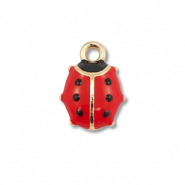 Breloques en métal émaillée coccinelle Doré-rouge-noir