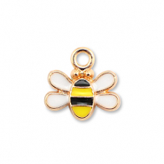 Breloques en métal émaillée abeille Doré-jaune-noir