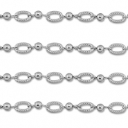 Apprêts en acier Inox chaîne maille jaseron ovale avec boule Argenté