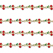 Apprêts en acier Inox chaîne maille jaseron cerises Doré-rouge-vert