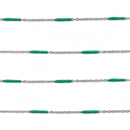 Apprêts en acier Inox chaîne maille jaseron avec barre Argenté-vert