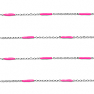 Apprêts en acier Inox chaîne maille jaseron avec barre Argenté-rose