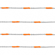 Apprêts en acier Inox chaîne maille jaseron avec barre Argenté-orange